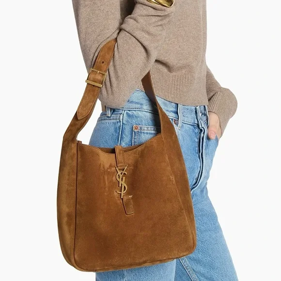 YSL Yves Saint Laurent 5 A 7 Brown Suede Supple Shoulder Hobo Bag - Picture 16 of 16